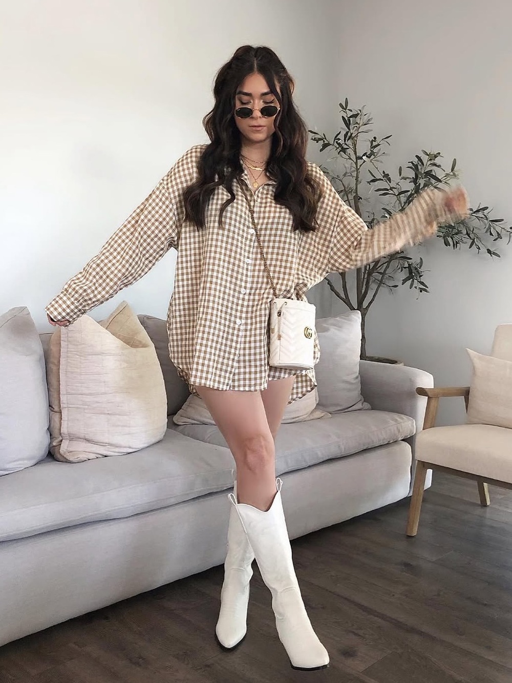 Gingham Over-sized Button Up Shirt